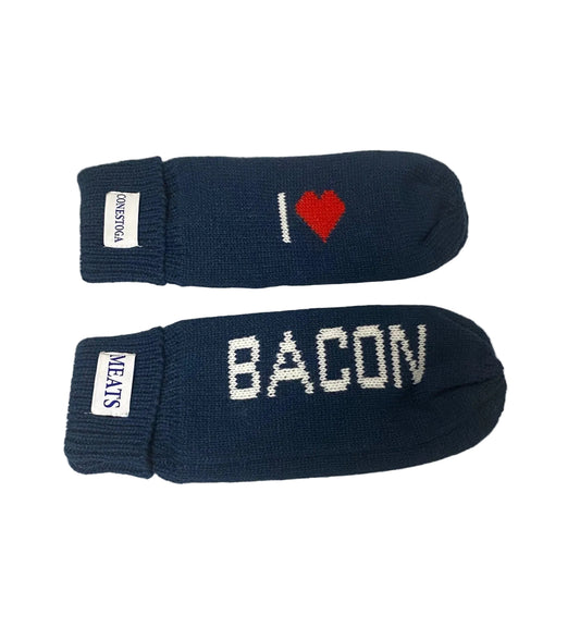 Moufles tricotées - Bacon « Cœur »