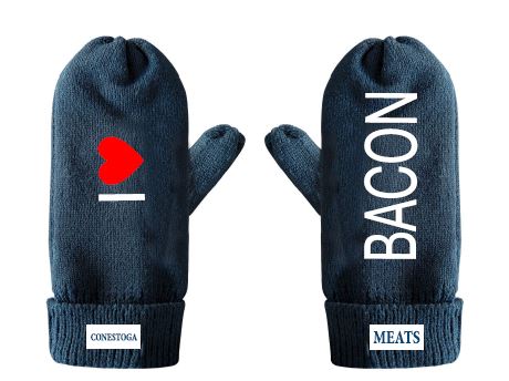 Moufles tricotées - Bacon « Cœur »